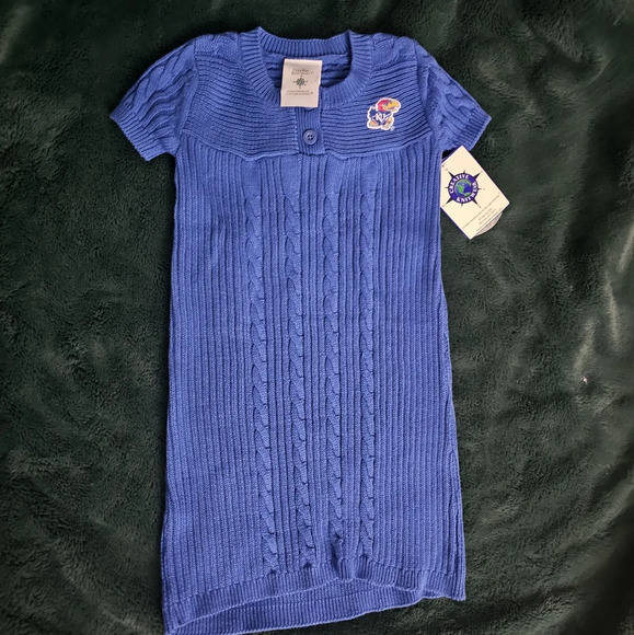 University of Kansas jayhawks cable knit 3t polo Toddler dress royal blue